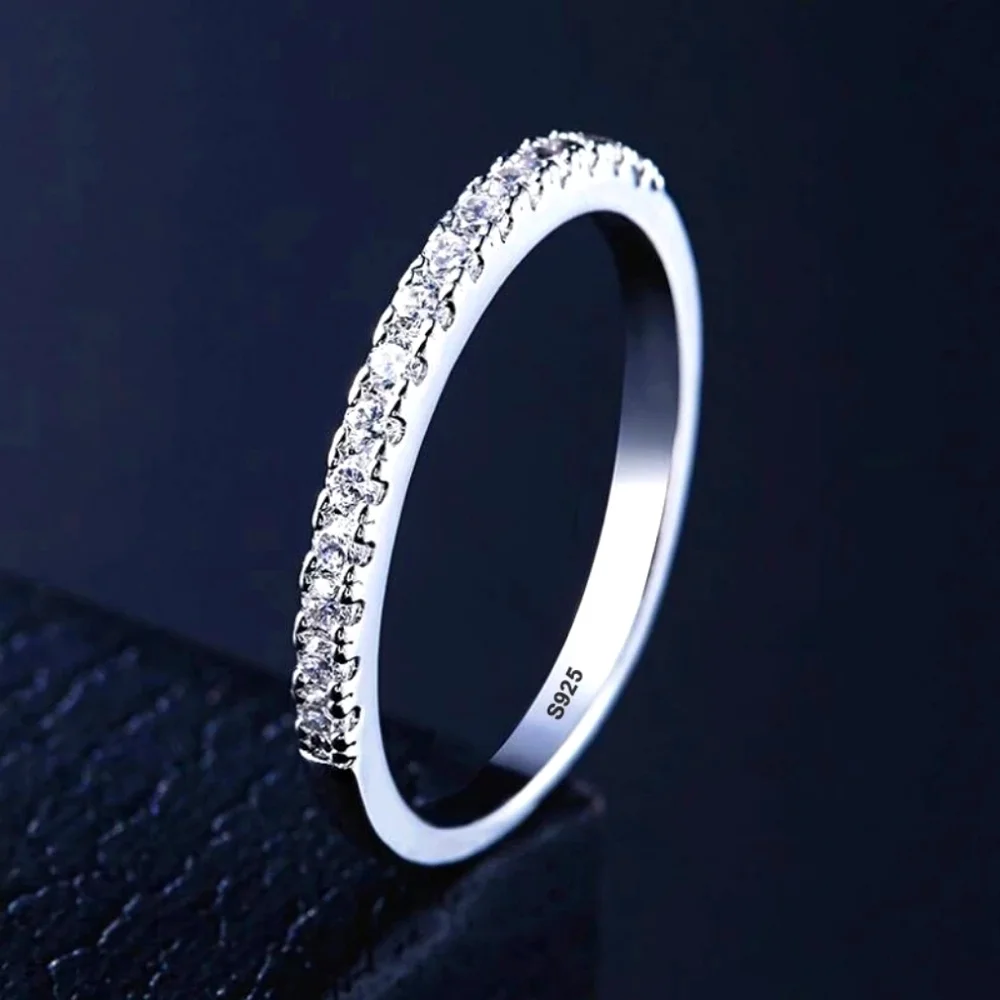 NEW 925‎ Sterling Silver Dainty Sapphire Engagement Wedding Band Ring